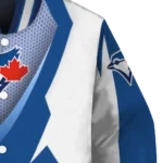 personalized toronto blue jays v stripes blue white varsity jacket best selling
