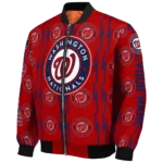 personalized washington nationals bolt stripe red bomber jacket best selling