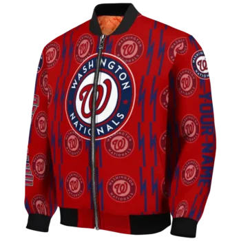 personalized washington nationals bolt stripe red bomber jacket best selling