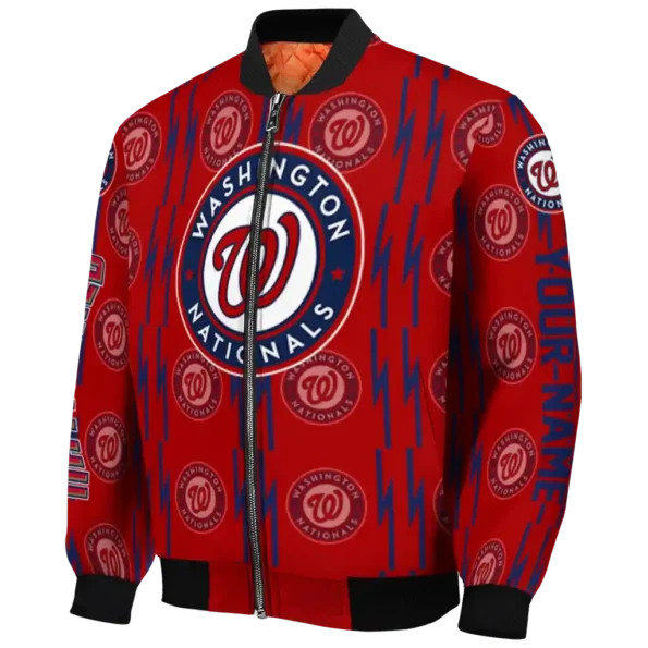personalized washington nationals bolt stripe red bomber jacket best selling