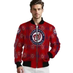 personalized washington nationals bolt stripe red bomber jacket best selling