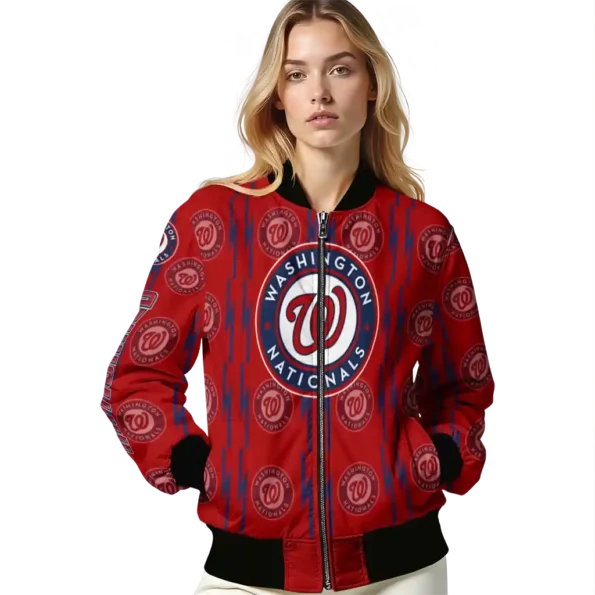 personalized washington nationals bolt stripe red bomber jacket latest model