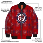 personalized washington nationals bolt stripe red bomber jacket best selling