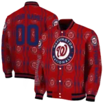 personalized washington nationals bolt stripe red varsity jacket best selling