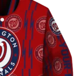 personalized washington nationals bolt stripe red varsity jacket best selling