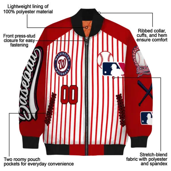 personalized washington nationals eagle baseball red white bomber jacket new arrival