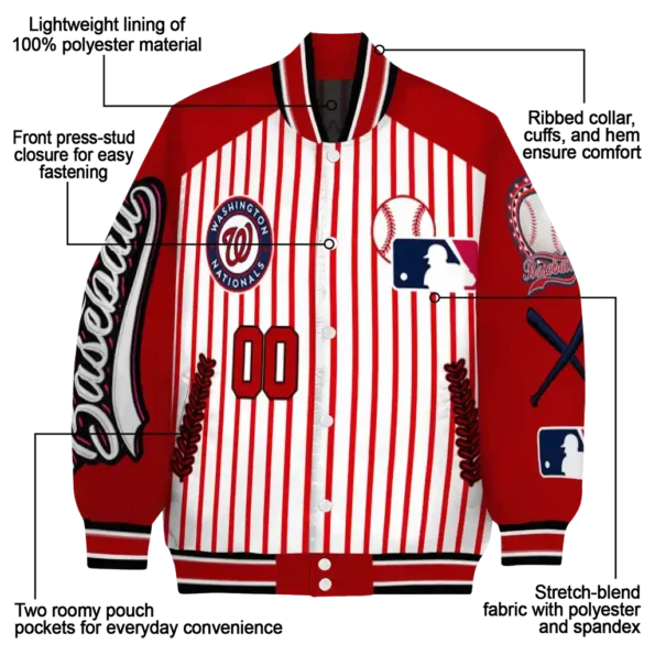 personalized washington nationals eagle baseball red white varsity jacket new arrival