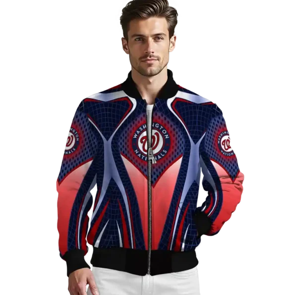 personalized washington nationals mesh chest red crocs black bomber jacket high quality