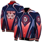 personalized washington nationals mesh chest red crocs black varsity jacket best selling