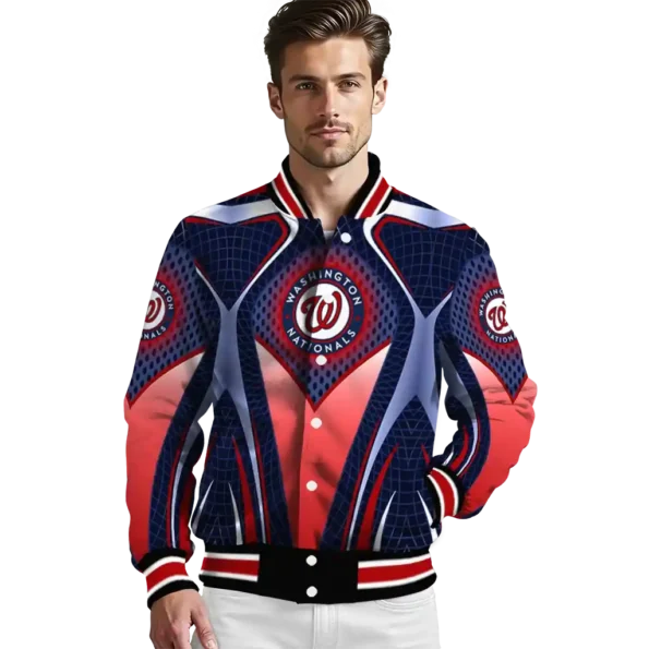 personalized washington nationals mesh chest red crocs black varsity jacket high quality