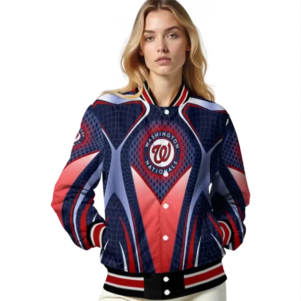 personalized washington nationals mesh chest red crocs black varsity jacket latest model