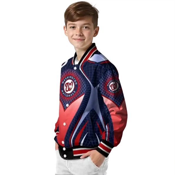 personalized washington nationals mesh chest red crocs black varsity jacket trendy