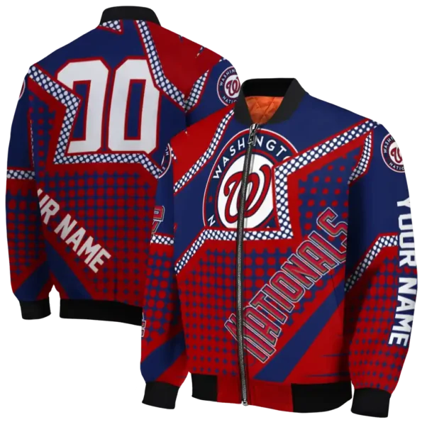 personalized washington nationals star burst red bomber jacket fashion forward