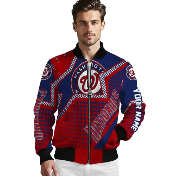 personalized washington nationals star burst red bomber jacket high quality