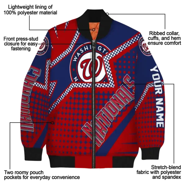 personalized washington nationals star burst red bomber jacket new arrival