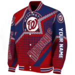 personalized washington nationals star burst red varsity jacket best selling