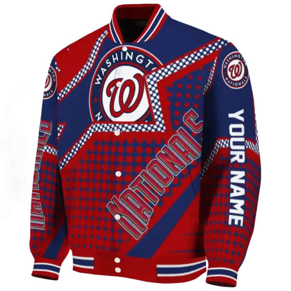 personalized washington nationals star burst red varsity jacket best selling