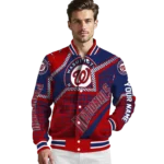 personalized washington nationals star burst red varsity jacket best selling