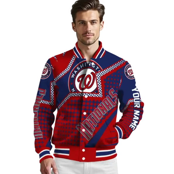 personalized washington nationals star burst red varsity jacket high quality