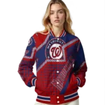 personalized washington nationals star burst red varsity jacket best selling