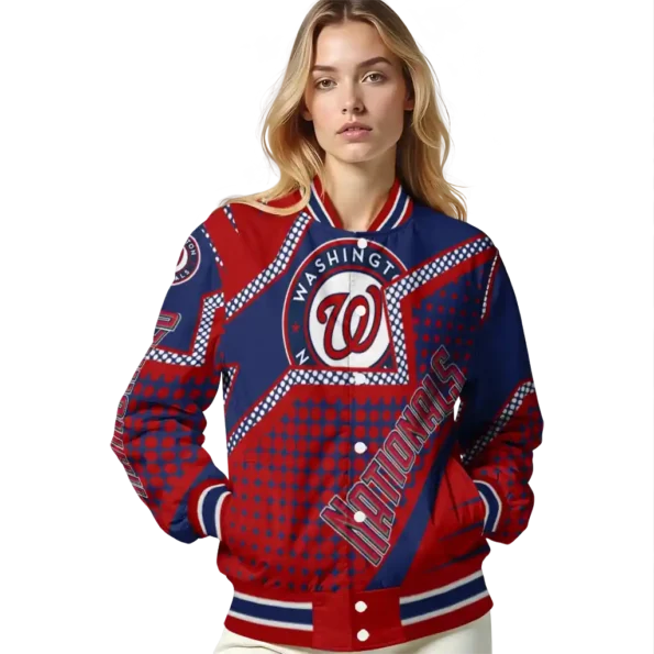 personalized washington nationals star burst red varsity jacket latest model