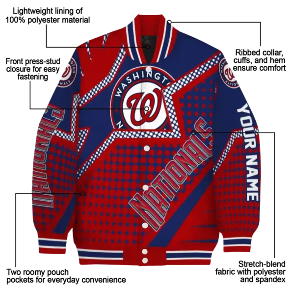 personalized washington nationals star burst red varsity jacket new arrival