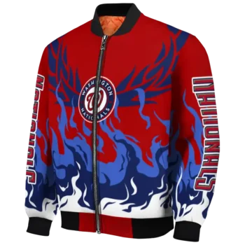 personalized washington nationals winged blaze red white bomber jacket best selling