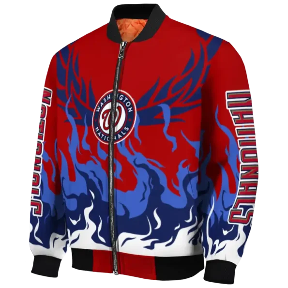 personalized washington nationals winged blaze red white bomber jacket best selling