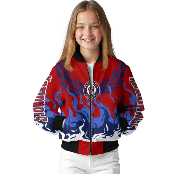 personalized washington nationals winged blaze red white bomber jacket top rated
