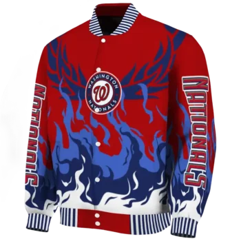 personalized washington nationals winged blaze red white varsity jacket best selling