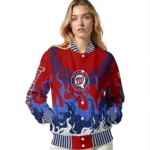 personalized washington nationals winged blaze red white varsity jacket best selling