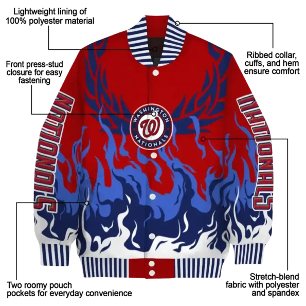 personalized washington nationals winged blaze red white varsity jacket new arrival