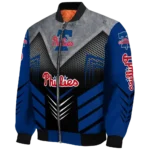 philadelphia phillies arrow layer blue black bomber jacket best selling