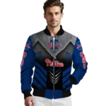 philadelphia phillies arrow layer blue black bomber jacket best selling