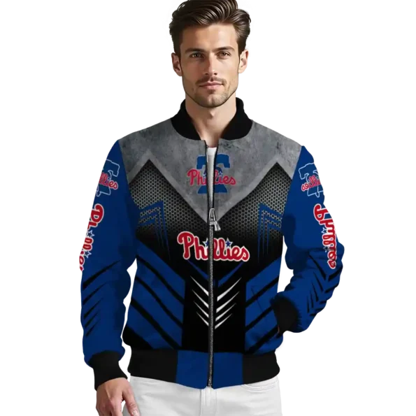 philadelphia phillies arrow layer blue black bomber jacket high quality