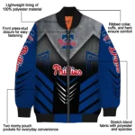 philadelphia phillies arrow layer blue black bomber jacket best selling