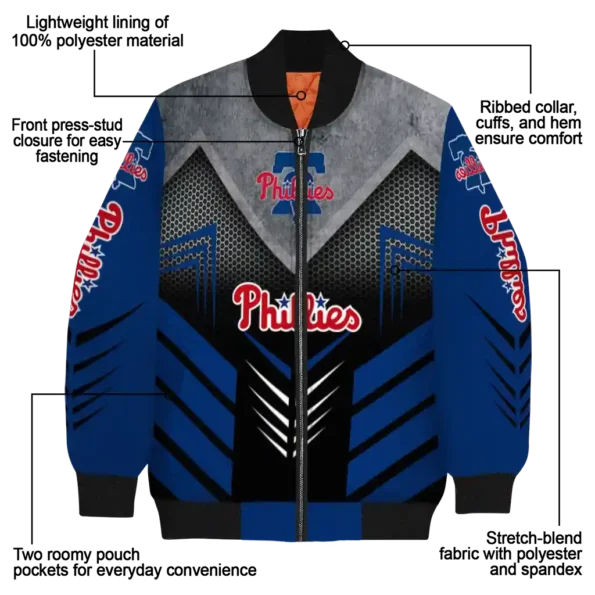 philadelphia phillies arrow layer blue black bomber jacket new arrival