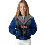 philadelphia phillies arrow layer blue black bomber jacket best selling