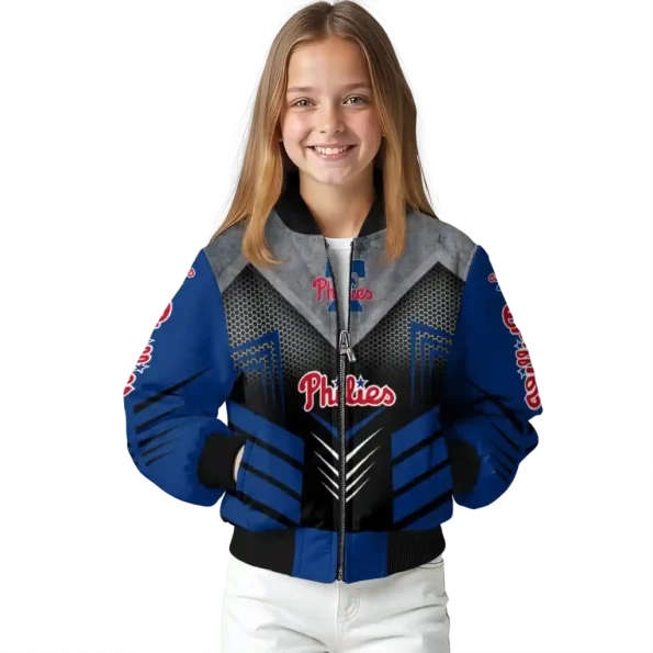 philadelphia phillies arrow layer blue black bomber jacket top rated