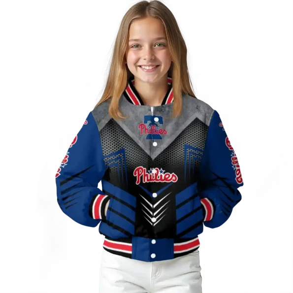 philadelphia phillies arrow layer blue black varsity jacket top rated