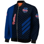 philadelphia phillies triple side stripes blue black bomber jacket best selling
