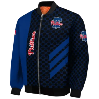philadelphia phillies triple side stripes blue black bomber jacket best selling