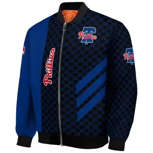 philadelphia phillies triple side stripes blue black bomber jacket best selling