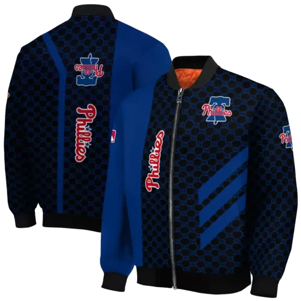 philadelphia phillies triple side stripes blue black bomber jacket fashion forward