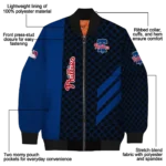 philadelphia phillies triple side stripes blue black bomber jacket best selling