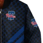 philadelphia phillies triple side stripes blue black bomber jacket best selling
