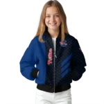 philadelphia phillies triple side stripes blue black bomber jacket best selling