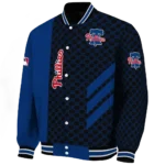 philadelphia phillies triple side stripes blue black varsity jacket best selling