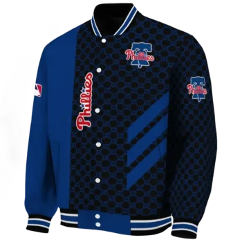 philadelphia phillies triple side stripes blue black varsity jacket best selling