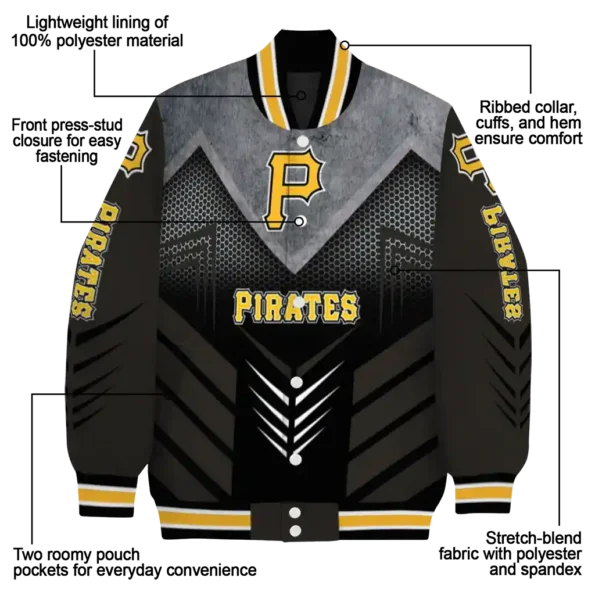 pittsburgh pirates arrow layer black varsity jacket new arrival